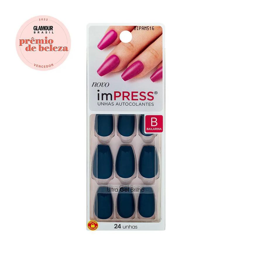 Unhas Autocolantes Kiss NY Impress Bailarina Sapphire - 24 Unidades
