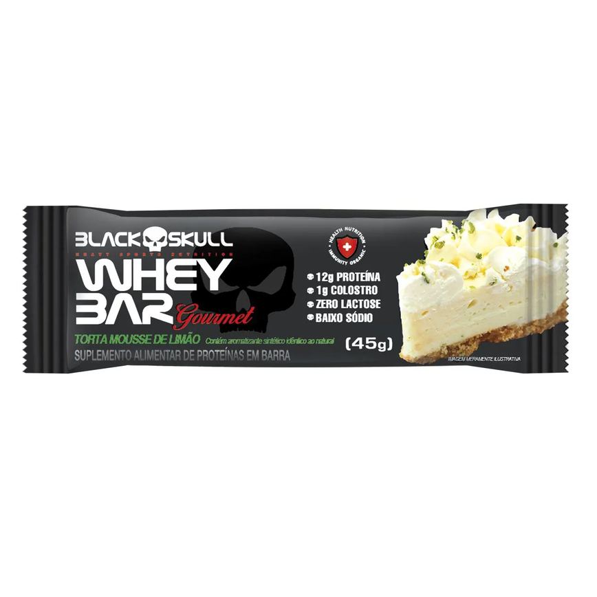Barra de Proteína Black Skull Whey Bar Gourmet Torta Mousse de Limão 45g