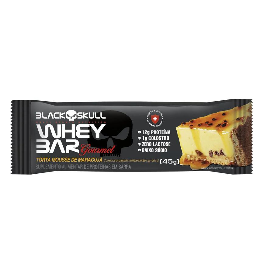 Barra de Proteína Black Skull Whey Bar Gourmet Torta Mousse de Maracujá 45g