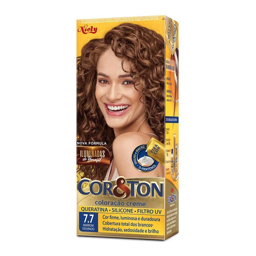 Tinta de Cabelo Permanente Cor&Ton Niely - 7.7 Marron Dourado
