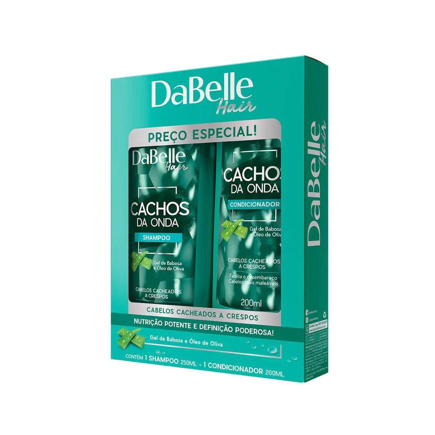 Kit DaBelle Hair Cachos da Onda Gel de Babosa e Óleo de Oliva Shampoo 250ml + Condicionador 200ml
