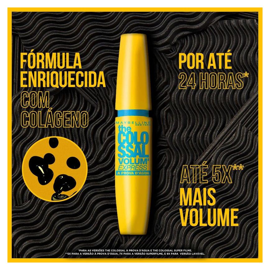 Máscara de Cílios Maybelline The Colossal Volum' Express à Prova D'água Preto 9,2ml