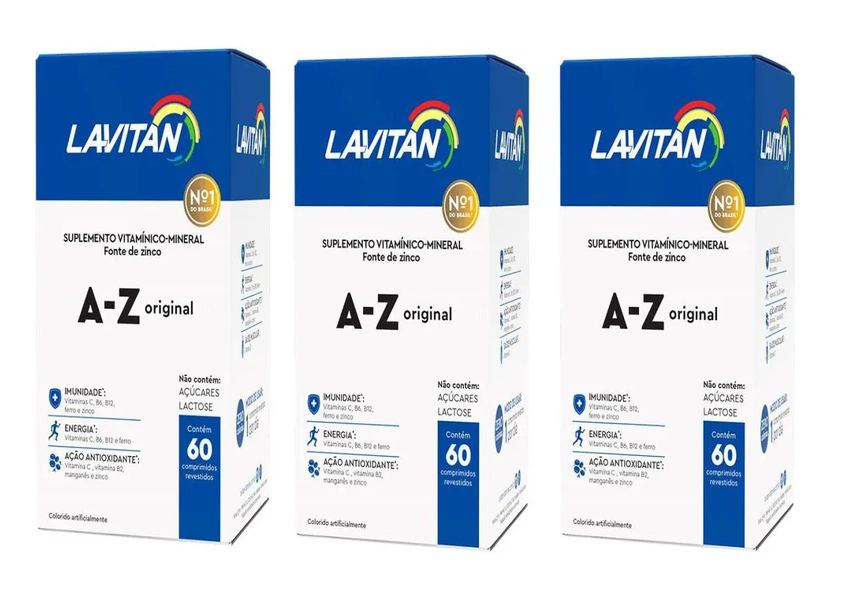Kit 3 Lavitan A-z Homem 60cps Revestidos - Cimed