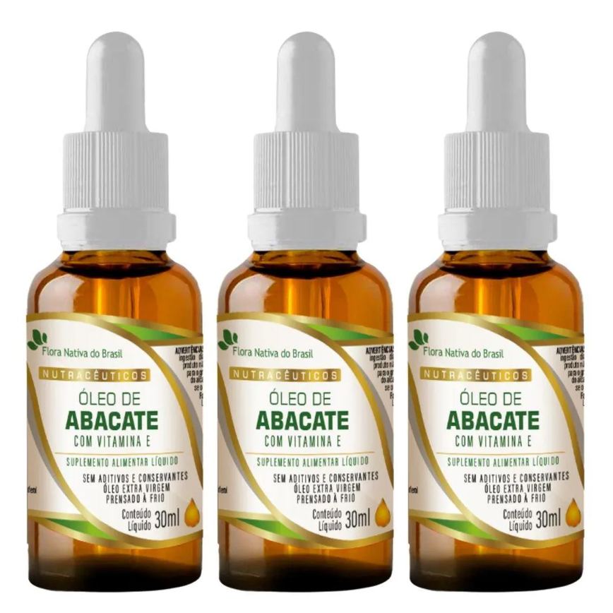Kit 3x Óleo de Abacate com Vitamina e em Gotas 30ml – Flora Nativa