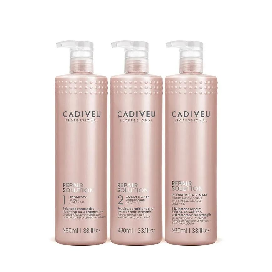 Kit Cadiveu Repair Solution Shampoo Condicionador e Máscara (3 Produtos)