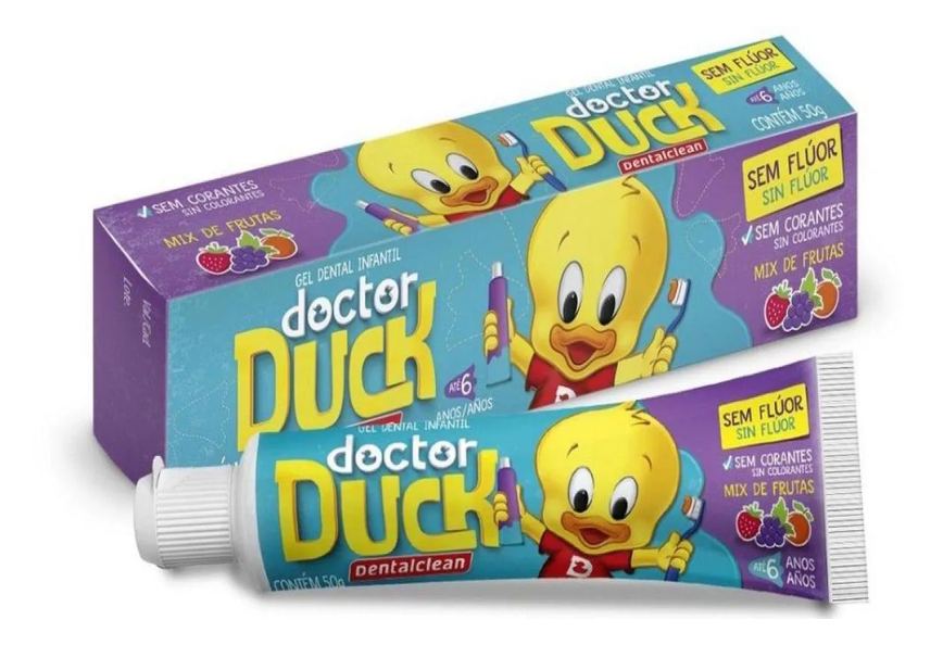 Gel Dental Doctor Duck sem Fluor Mix de Frutas 0a5 Anos50g