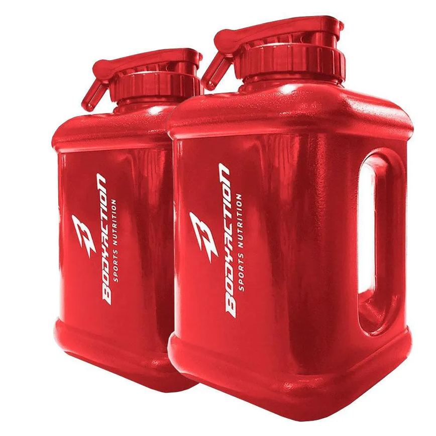 2x Galão Garrafa Água Bebida Academia 1,6 Litros Vermelho