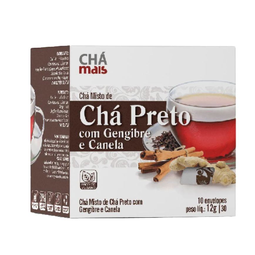 Chá Misto de Chá Preto, Gengibre e Canela 10 Sachês - Chá Mais