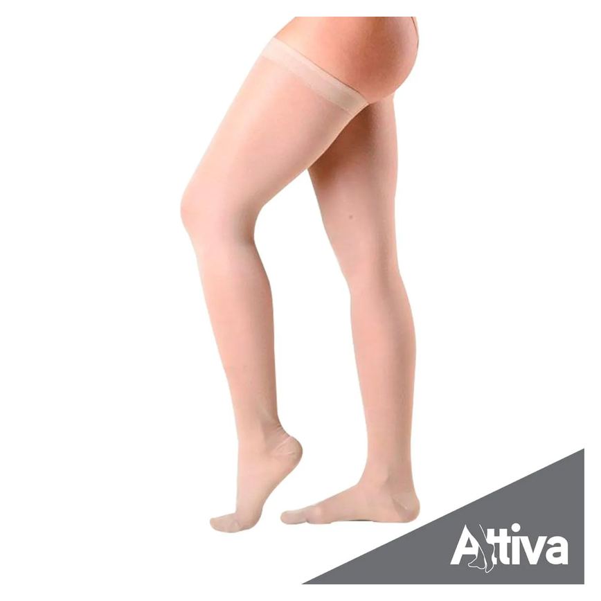 Meia Coxa 7/8 Attiva Alta Compressao 20-30 Fem Fechada Natural G
