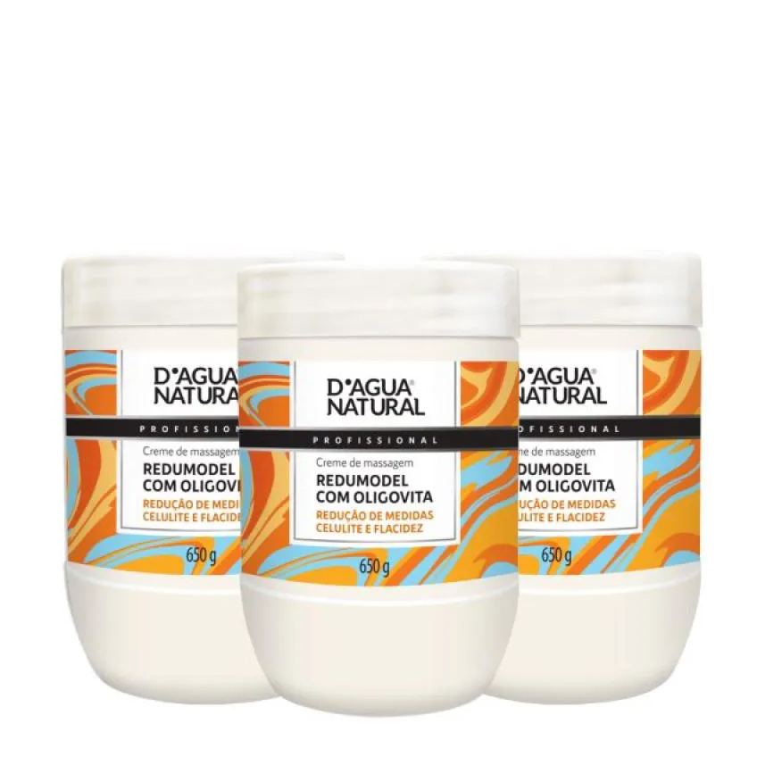 Kit Creme de Massagem Redumodel com Oligovita D'agua Natural 650g 3 unidades