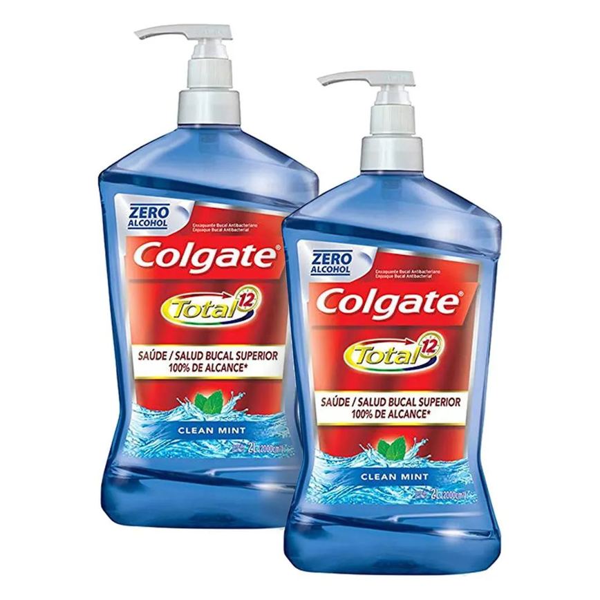 Kit 2 Enxaguante Bucal Colgate Total 12 Clean Mint 2L