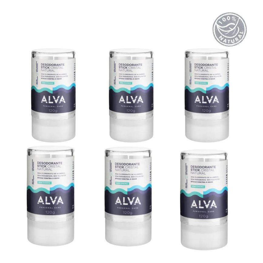 Desodorante Natural Pedra Cristal Alva Alemanha Kit (6 Unid)