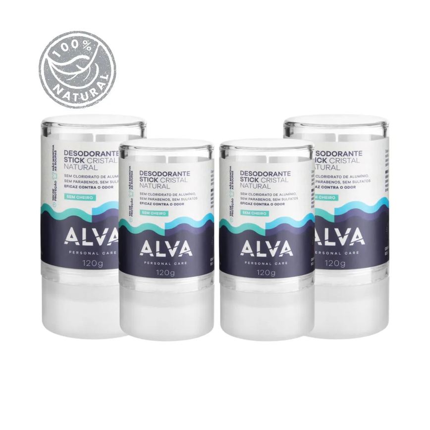 Desodorante Natural Pedra Cristal Alva Alemanha Kit (4 Unid)