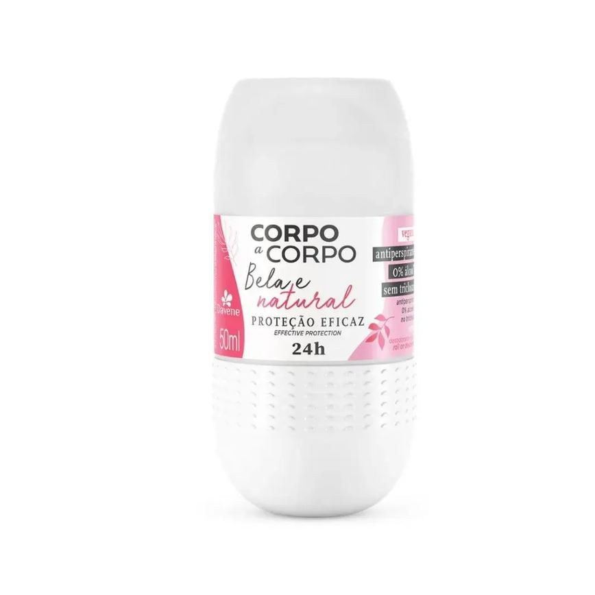 Desodorante Antitranspirante Roll-on Davene Corpo a Corpo Bela e Natural 24h sem Álcool 50ml