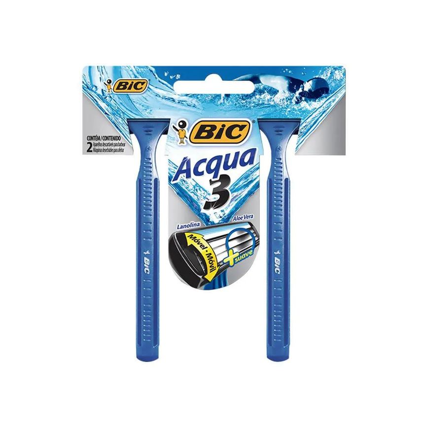 Aparelho de Barbear Bic Acqua 3 Lâminas C/2un