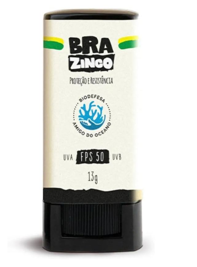 Protetor Solar Facial Em Bastão Brazinco 13G Fps50 Incolor Resistente À Água