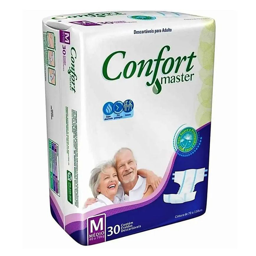 Fralda Geriátrica Confort Master M Absorção Intensa 30 unidades