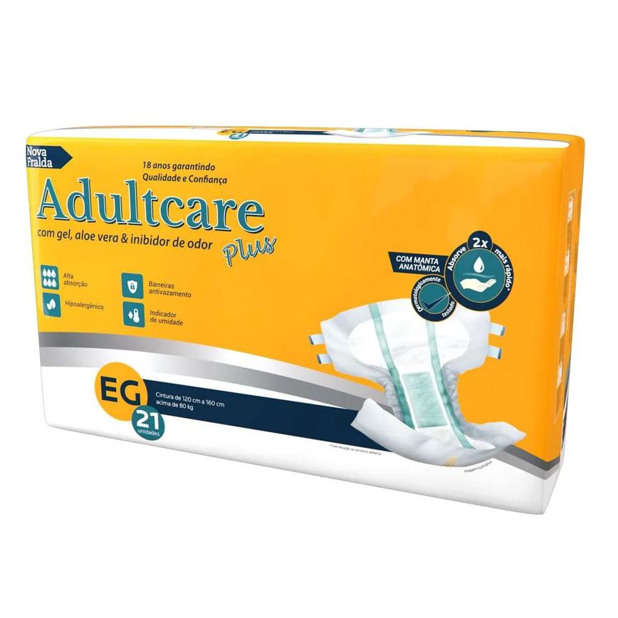Fralda Geriátrica Adultcare Plus Tam Eg - 21 Fraldas
