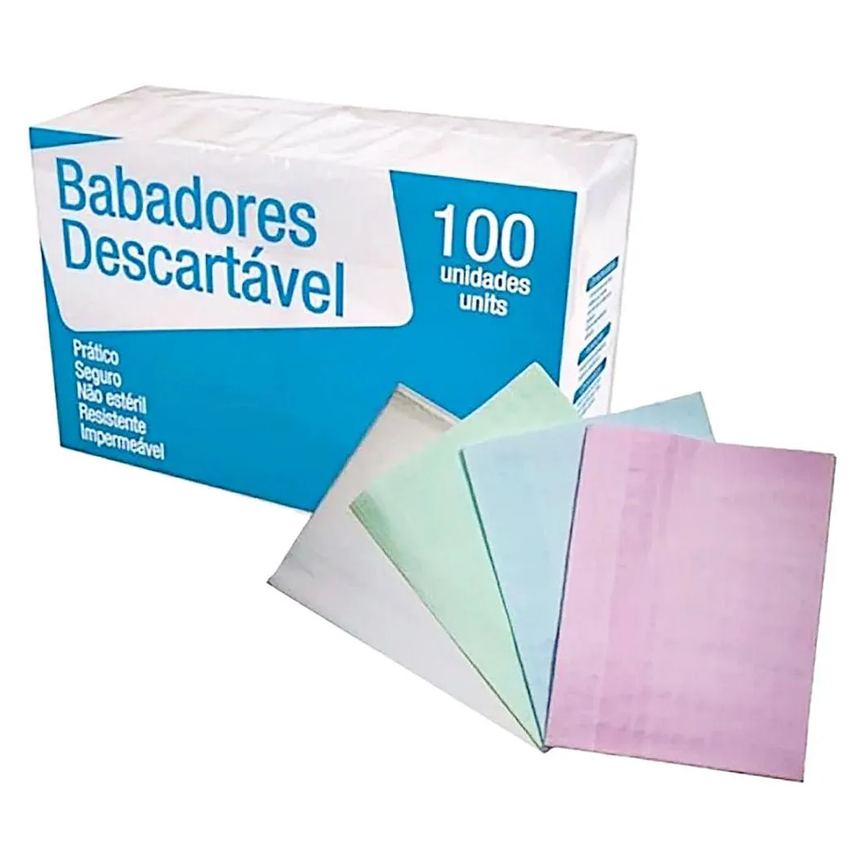 Babador Impermeável Best Care Descartável Colorido - 100 unidades