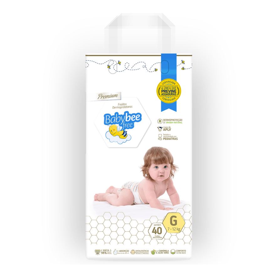 Fralda Baby Bee Free Dermoprotetora G Com 40 Unidades