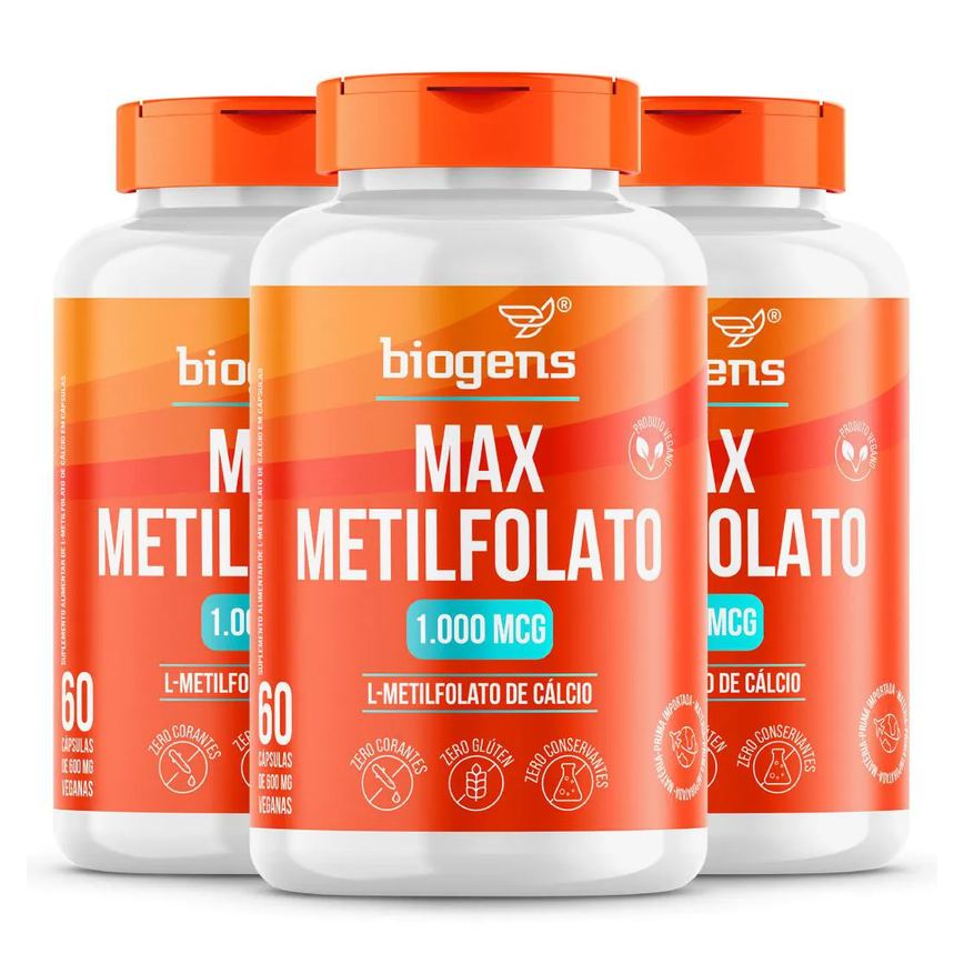 Biogens Kit 3x Max Metilfolato 1000mcg 60 Cápsulas