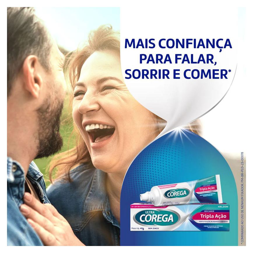 Kit Creme Fixador de Dentadura Ultra Corega Tripla Ação Sem Sabor 40g + Creme Dental Parodontax Flúor Extra Fresh 90g