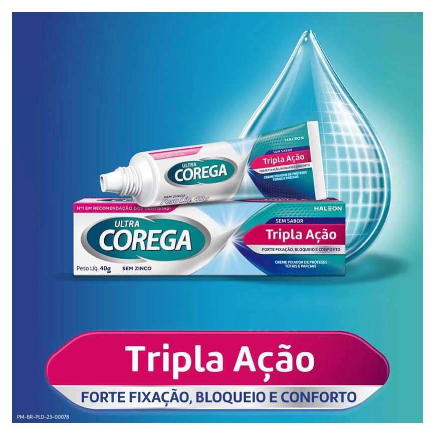 Kit Creme Fixador de Dentadura Corega Ultra Tripla Ação Sem Sabor 70g + Max Fixação 40g