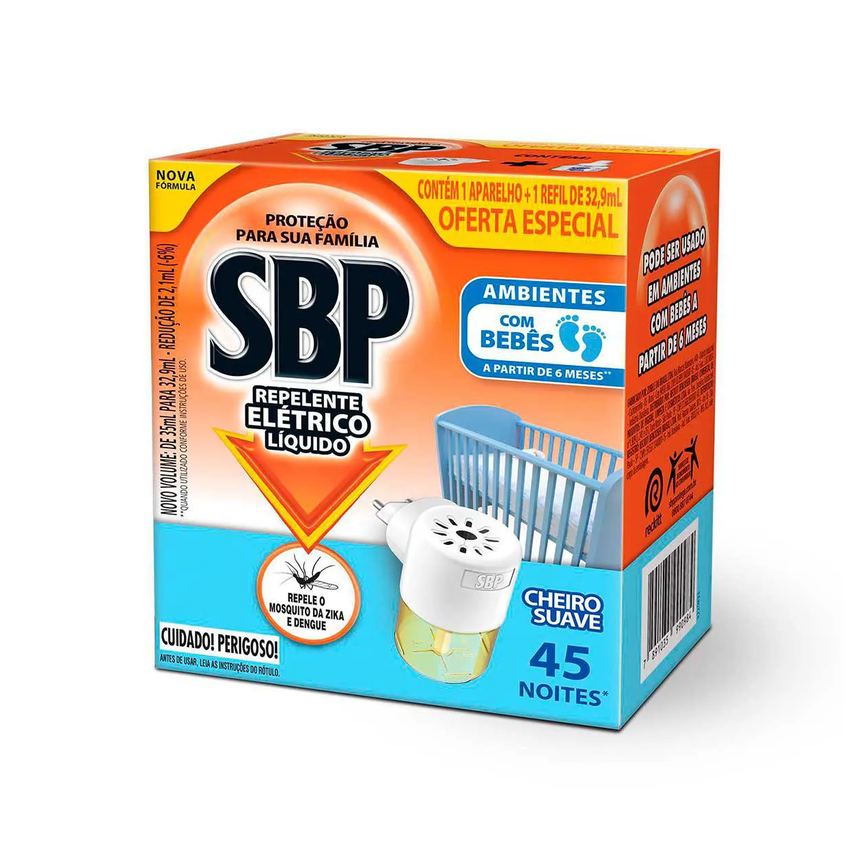 Repelente de Tomada SBP 45 Noites Cheiro Suave + Refil 35ml