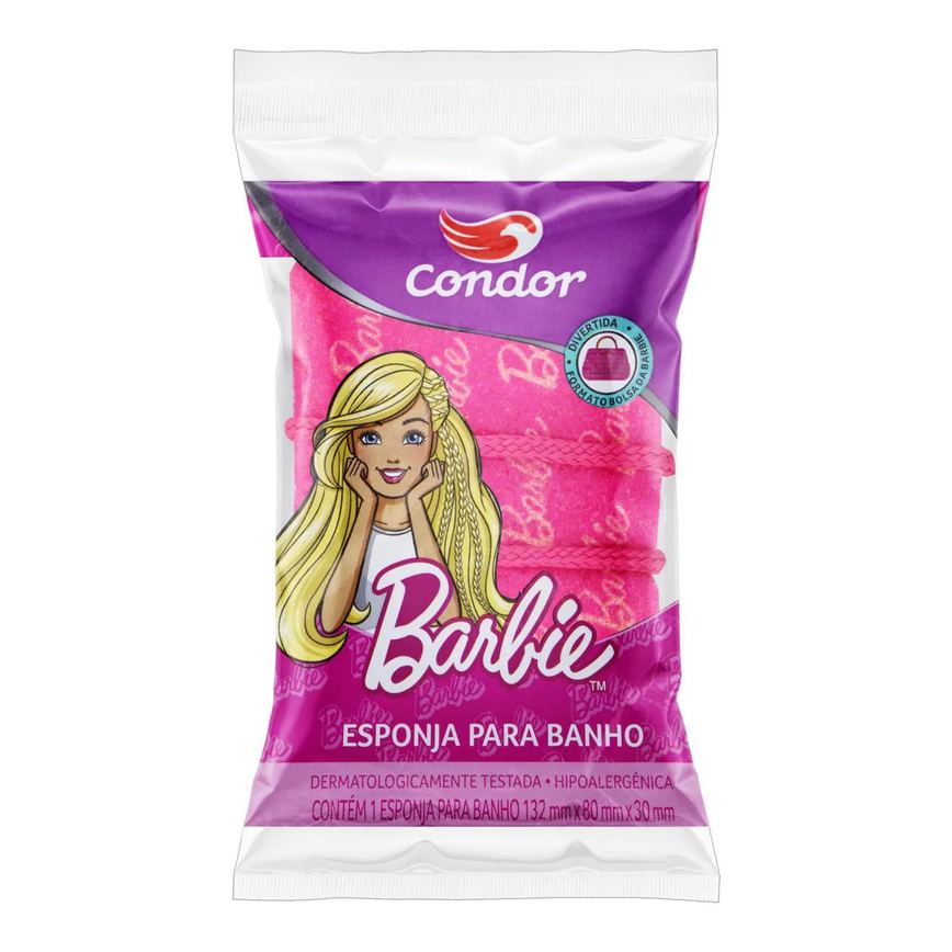 Esponja de Banho Infantil Condor Bolsa Barbie 1 unidade