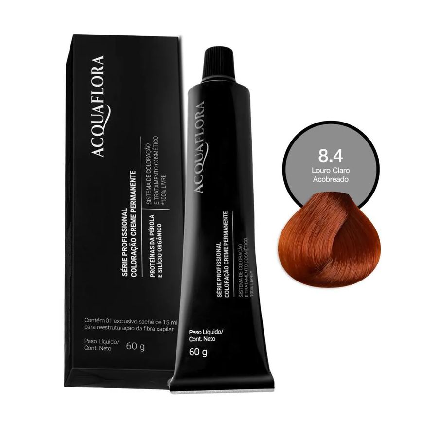 Coloração Creme Acquaflora 8.4 Louro Claro Acobreado 60g