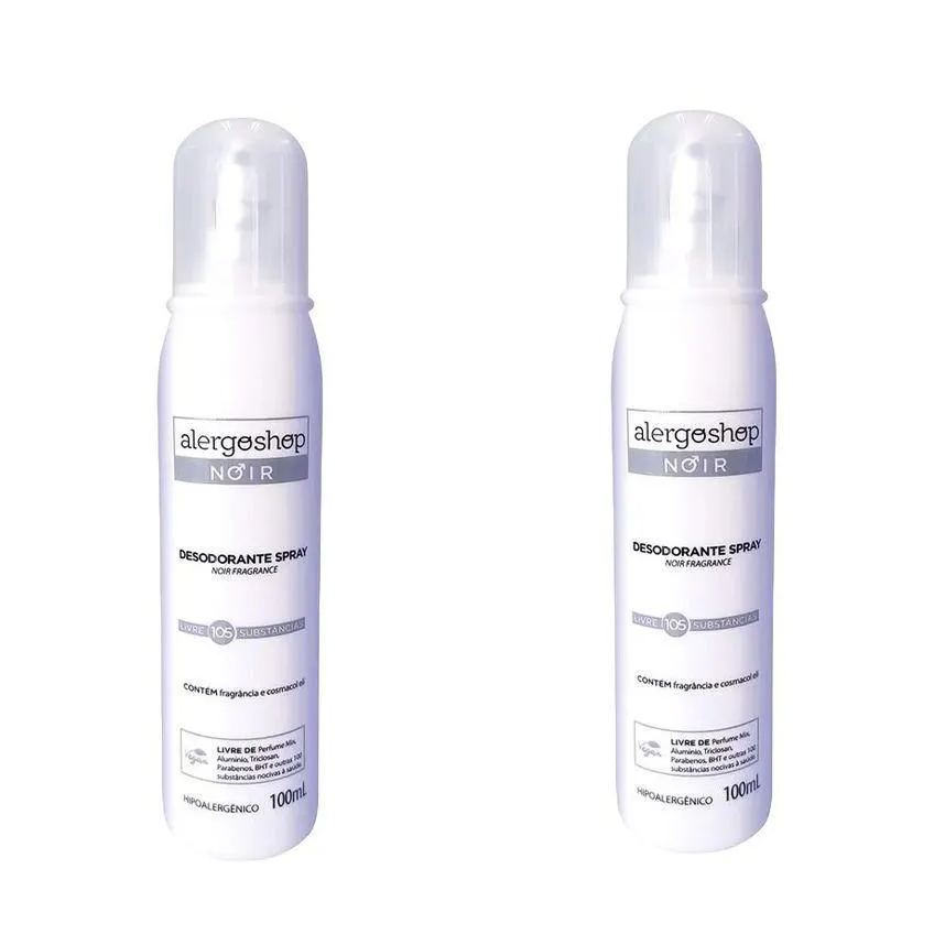 Kit Desodorante Sem Alumínio Spray Alergoshop Noir Masculino Hipoalergênico Sem Álcool 80ml 2 unidades