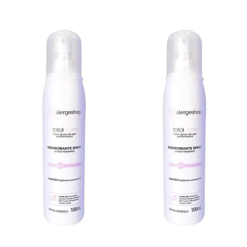 Kit Desodorante Sem Alumínio Spray Alergoshop Total Care Le Fruit Fragance Hipoalergênico Sem Álcool 80ml 2 unidades