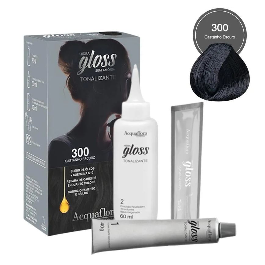 Tonalizante Acquaflora Hidra Gloss 300 Castanho Escuro