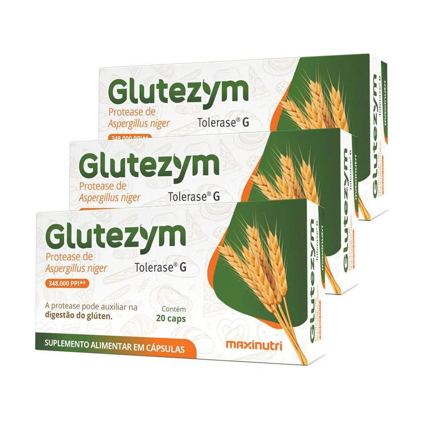 Kit 3 Glutezym Auxilia Digestão do Glúten 20 Cápsulas Maxinutri