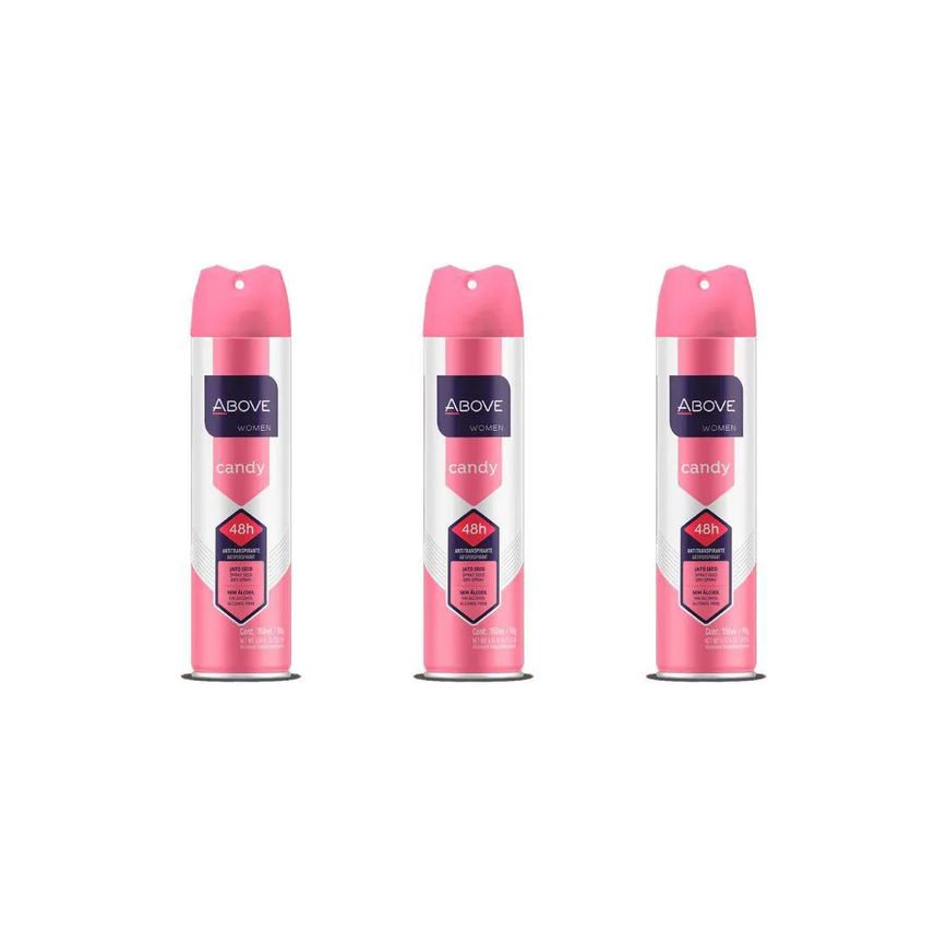 Desodorante Aerossol Above 150 Ml Feminino Candy - Kit C / 3un