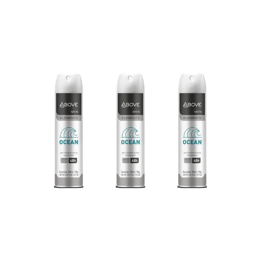 Desodorante Aerossol Above 150ml Masculino Anti Ocean - Kit3un