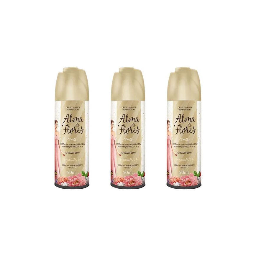 Desodorante Spray Alma de Flores 90 Ml Ess de Flores Brancas - Kit C / 3un