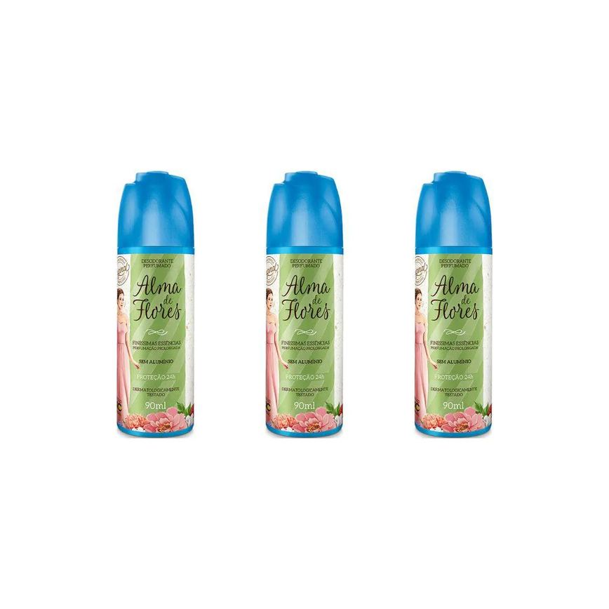 Desodorante Spray Alma de Flores 90 Ml Ess Finíss - Kit C / 3un