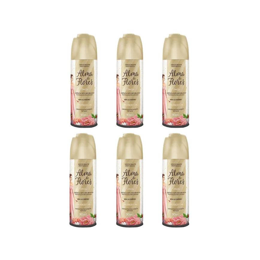 Desodorante Spray Alma de Flores Ess de Flores Brancas 90ml - Kit C / 6un