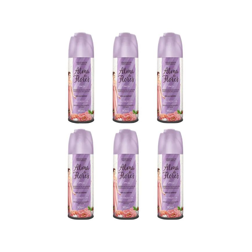 Desodorante Spray Alma de Flores Essência de Baunilha 90ml - Kit C / 6un