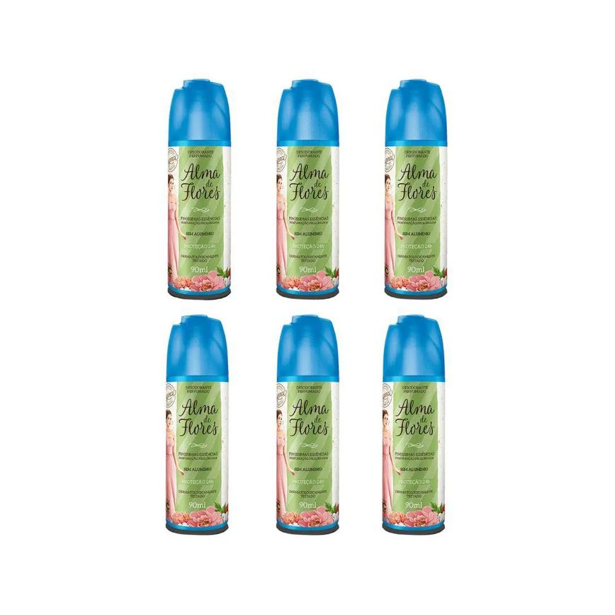 Desodorante Spray Alma de Flores Essências Finíssimas 90ml - Kit C / 6un