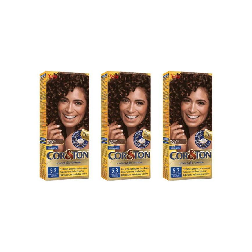 Coloraçao Cor&ton 5.3 Cast Claro Dourado 50g - Kit C / 3