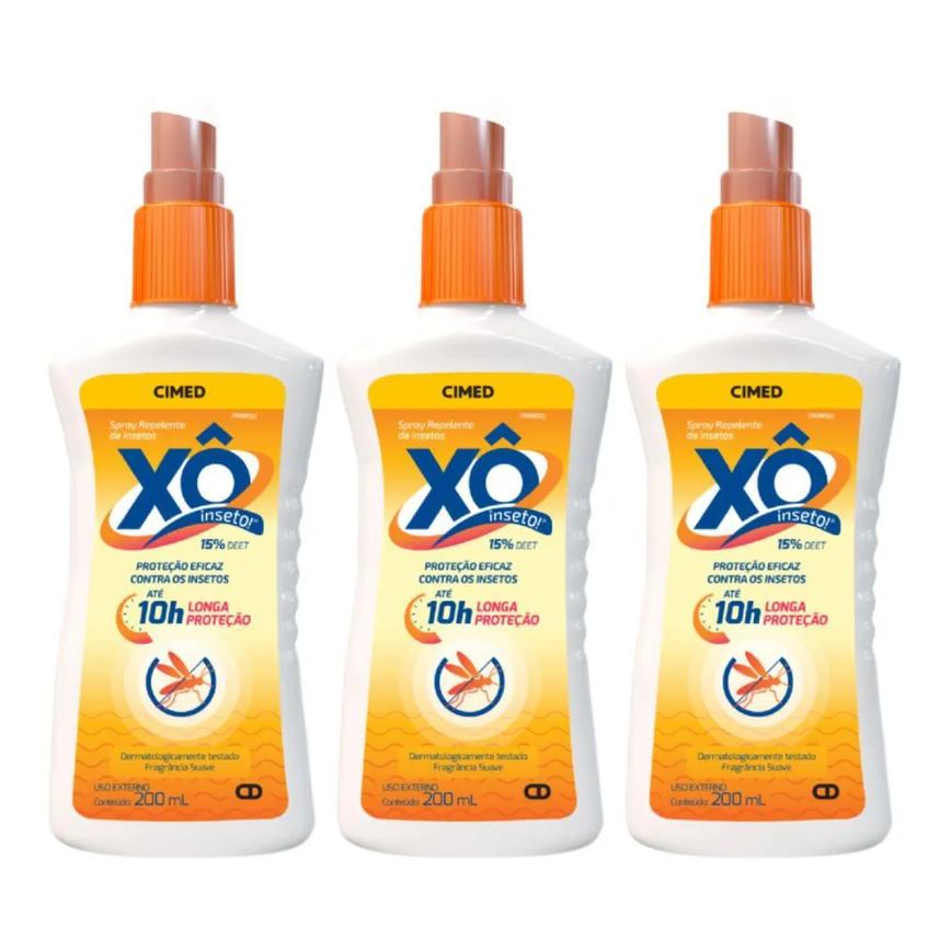 Kit Spray Repelente de Insetos Cimed Xô Inseto com 3 200ml