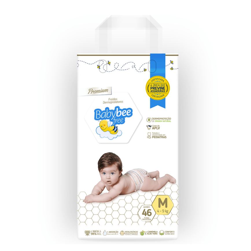 Fralda Baby Bee Free Dermoprotetora M Com 46 Unidades