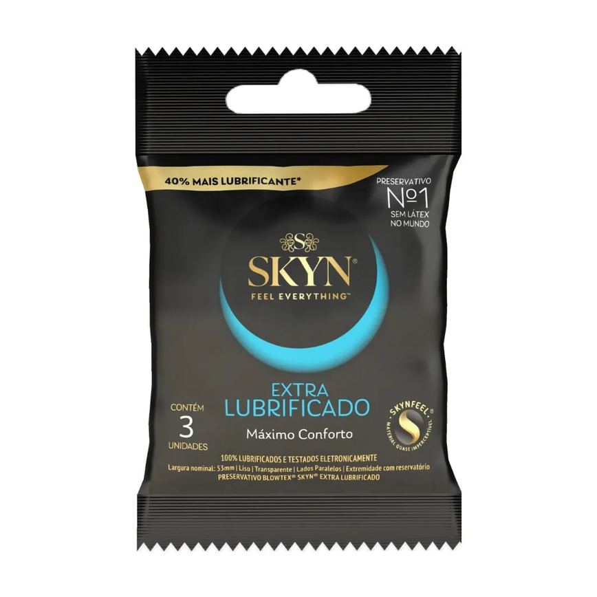 Preservativo Blowtex Skyn Extra Lubrificado Com 3 Unidades