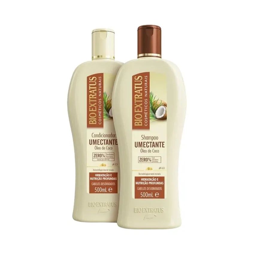 Kit 1 Shampoo 1 Condicionador Brilho Natural Umectante 500 Ml Bio Ext