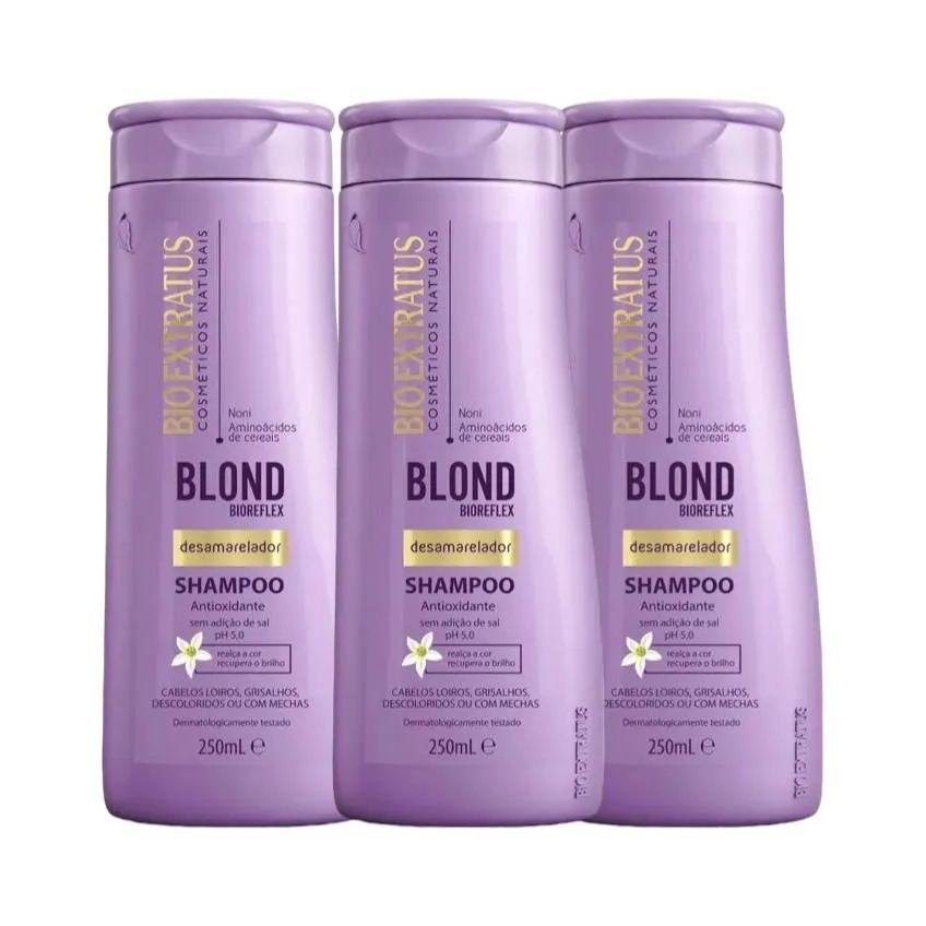 Kit 3 Shampoo Desamarelador Blond Bioreflex 250 Ml Bio Extratus