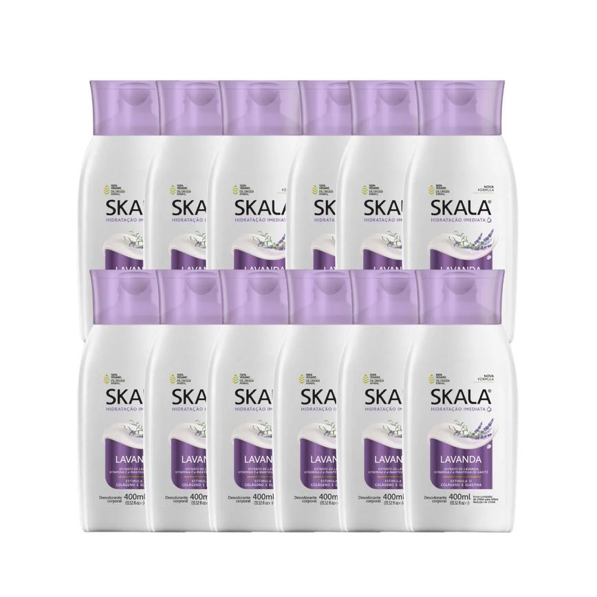 Kit 12 Loção Creme Hidratante Corporal Lavanda Vegano Skala
