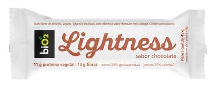 Barra De Proteína Vegana Chocolate Cobertura Chocolate Meio Amargo Light Bio2 Lightness Pacote 45g