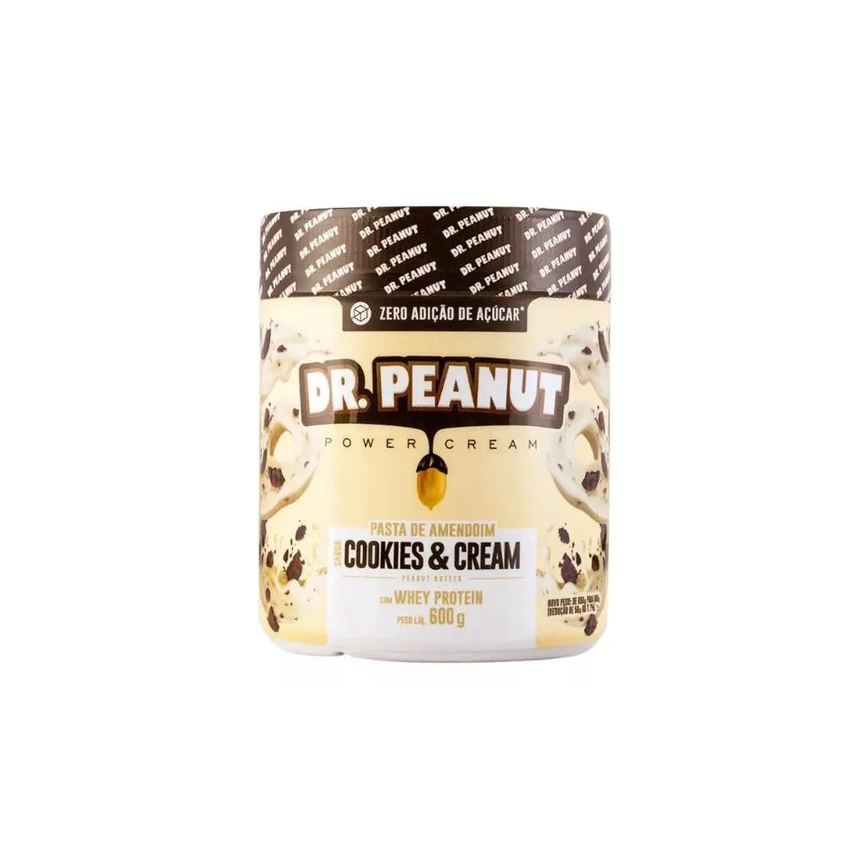 PASTA DE AMENDOIM COOKIES E CREAM DR PEANUT NOVOS SABORES WHEY GOURMET 600G